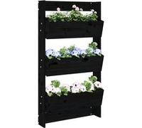 vidaXL Bac à plantes mural 3 compartiments 60x18,5x110 cm noir bois de pin