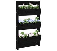 vidaXL Bac à plantes mural 3 compartiments 60x18,5x110 cm noir bois de pin