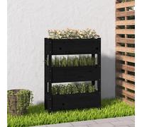vidaXL Bac à plantes 77×25×104,5 cm – Pin massif – Noir