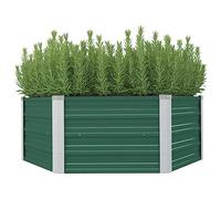 vidaXL Jardinière Pot à Fleurs Bac à Plante Bac de Légumes Pot de Plantes Herbes Jardin Cour Arrière Extérieur 129x129x46 cm Acier Galvanisé Vert