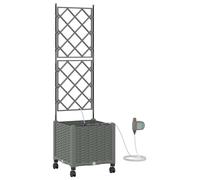 vidaXL : Jardinière pour fleurs d'extérieur avec système d'arrosage et roues, gris clair, en polypropylène