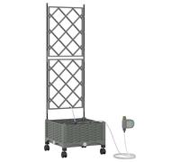 vidaXL : Jardinière pour fleurs d'extérieur avec système d'arrosage et roues, gris clair, en polypropylène