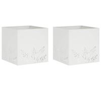 vidaXL Jardinière pour plantes, lot de 2, blanche, 50 x 50 x 49 cm