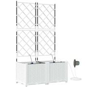 vidaXL Jardinières de jardin – lot de 2 – blanc – 80x40x142 cm – système d'irrigation intégré
