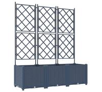 vidaXL Jardinière pour plantes, lot de 3, gris, 120 x 40 x 143 cm, en polypropylène