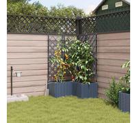 vidaXL Jardinière pour plantes, lot de 3, gris, 80 x 80 x 142 cm, en polypropylène