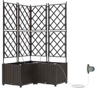 vidaXL Jardinière pour plantes, lot de 3, marron, 80 x 80 x 142 cm, en polypropylène