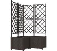 vidaXL Jardinière pour plantes, lot de 3, marron, 80 x 80 x 143 cm, en polypropylène