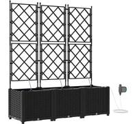 vidaXL Jardinière pour plantes, lot de 3, noire, 120 x 40 x 142 cm, en polypropylène