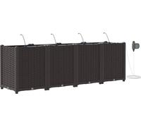 Jardinière de jardin vidaXL, lot de 4, marron, 160 x 40 x 52 cm, en plastique