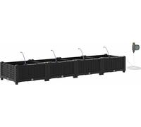 vidaXL Jardinière pour plantes, lot de 4, noire, 160 x 40 x 22 cm, en polypropylène