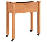 vidaXL Bac à plantes avec insert et roulettes brun 71x37x80 cm bois de sapin