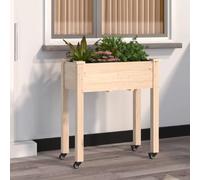 vidaXL Bac à plantes avec insert et roulettes 71x37x80 cm Sapin massif