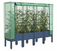 vidaXL Jardinière surélevée aspect rotin - Bleu gris
