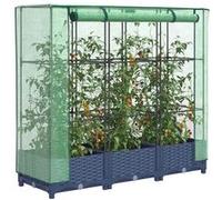 vidaXL Potager surélevé avec couverture de serre aspect rotin 120x40x123 cm