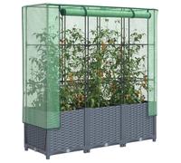 vidaXL Jardinière surélevée avec housse aspect rotin 120x40x138 cm, jardinière surélevée de jardin, bac à fleurs surélevé, 4015829