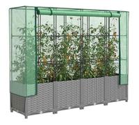 vidaXL Lit surélevé avec serre aspect rotin 160x40x138 cm