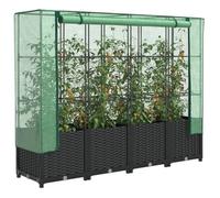 vidaXL Lit surélevé avec housse de serre aspect rotin 160 x 40 x 138 cm