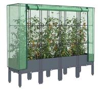 vidaXL Jardinière surélevée aspect rotin - Bleu gris