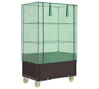 vidaXL Jardinière surélevée avec Housse et Roues Aspect rotin, jardinière surélevée de Jardin, bac à Fleurs surélevé, jardinière surélevée avec Aspect rotin