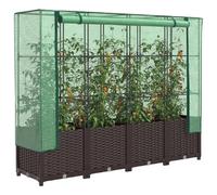 vidaXL Lit surélevé avec serre aspect rotin 160x40x138 cm