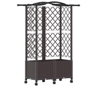 vidaXL Jardinière surélevée avec treillis et toit, couleur marron, 122 x 40 x 144 cm, en PP