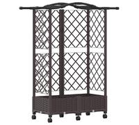 vidaXL Jardinière surélevée avec treillis et toit, couleur marron, 124 x 40 x 129 cm, en PP