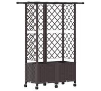 vidaXL Jardinière surélevée avec treillis et toit, couleur marron, 124 x 40 x 142 cm, en PP