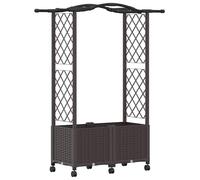 vidaXL Jardinière surélevée avec treillis et toit, couleur marron, 125 x 40 x 144 cm, en PP