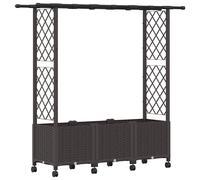 vidaXL Jardinière surélevée avec treillis et toit, couleur marron, 162,5 x 40 x 142 cm, en PP