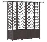 vidaXL Jardinière surélevée avec treillis et toit, couleur marron, 163,5 x 40 x 136 cm, en PP