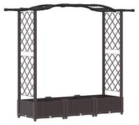 vidaXL Jardinière surélevée avec treillis et toit, couleur marron, 169 x 40 x 123 cm, en PP