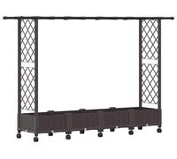 vidaXL Jardinière surélevée avec treillis et toit, couleur marron, 203 x 40 x 127 cm, en polypropylène