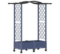 vidaXL Jardinière surélevée avec treillis et toit gris, 124 x 40 x 129 cm, en PP