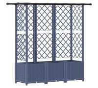 vidaXL Jardinière surélevée avec treillis et toit gris, 163,5 x 40 x 136 cm, en PP