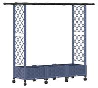 vidaXL Lit Élevé avec Treillis et Toit Gris 164 x 40 x 127 cm PP, Jardinière Moderne, surélevée avec Toit, Mobile, pour Herbes, légumes, idées de Jardinage Urbain