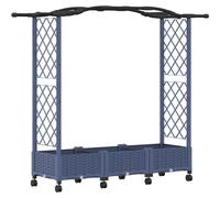 vidaXL Jardinière surélevée avec treillis et toit gris, 169 x 40 x 129 cm, en PP