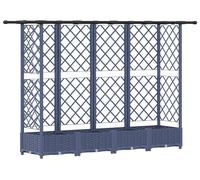 vidaXL Jardinière surélevée avec treillis et toit gris, 202,5 x 40 x 121 cm, en PP