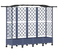 vidaXL Jardinière surélevée avec treillis et toit gris, 203,5 x 40 x 129 cm, en polypropylène