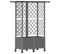 vidaXL Jardinière surélevée avec treillis et toit, gris clair, 124 x 40 x 142 cm, en polypropylène