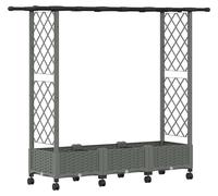 vidaXL Jardinière surélevée avec treillis et toit, gris clair, 164 x 40 x 127 cm, en polypropylène