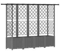 vidaXL Jardinière surélevée avec treillis et toit, gris clair, 202 x 40 x 136 cm, en polypropylène