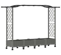 vidaXL Jardinière surélevée avec treillis et toit, gris clair, 207 x 40 x 129 cm, en polypropylène