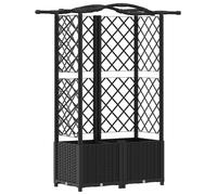 vidaXL Jardinière surélevée avec treillis et toit, noire, 122 x 40 x 138 cm, en PP