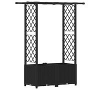 vidaXL Jardinière surélevée avec treillis et toit, noire, 124,5 x 40 x 136 cm, en PP