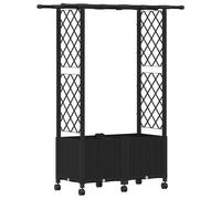 vidaXL Jardinière surélevée avec treillis et toit, noire, 124,5 x 40 x 142 cm, en PP