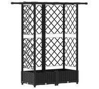 vidaXL Jardinière surélevée avec treillis et toit, noire, 124 x 40 x 121 cm, en PP