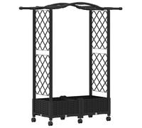 vidaXL Jardinière surélevée avec treillis et toit – mobile, 124×40×129 cm, PP, noire