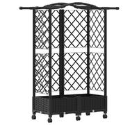vidaXL Jardinière surélevée avec treillis et toit, noire, 124 x 40 x 129 cm, en PP
