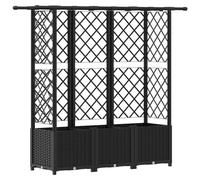 vidaXL Jardinière surélevée avec treillis et toit, noire, 163,5 x 40 x 136 cm, en PP